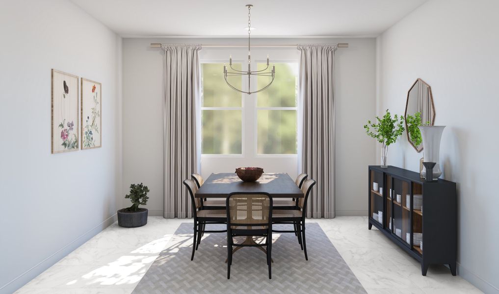 Dining room with chandelier