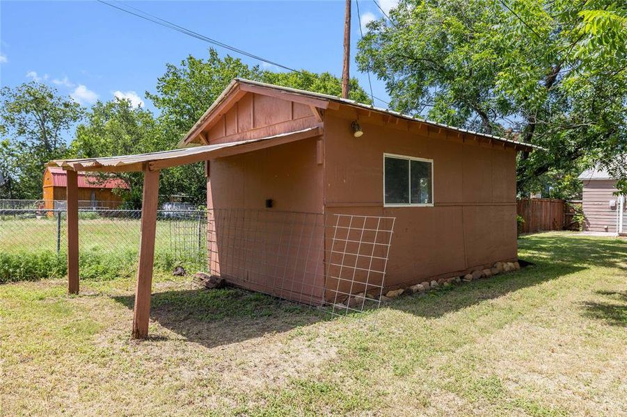 Back view of storage building Back view of storage building