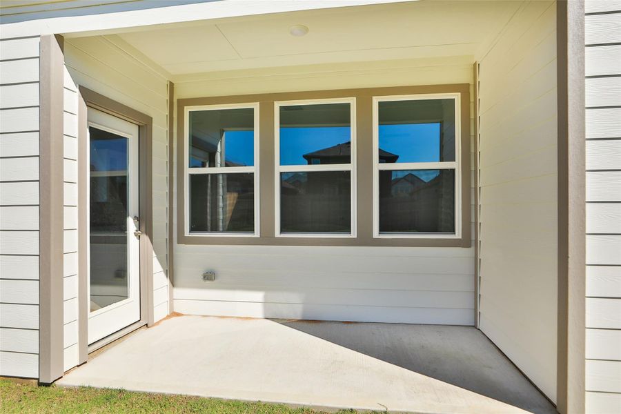 Exterior details and patio area of a home in Colony at Pinehurst, Pinehurst (Image 1).