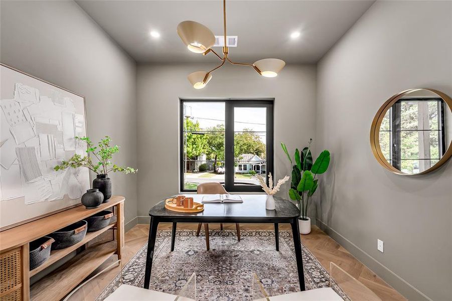 Office space with baseboards and recessed lighting Office space with baseboards and recessed lighting