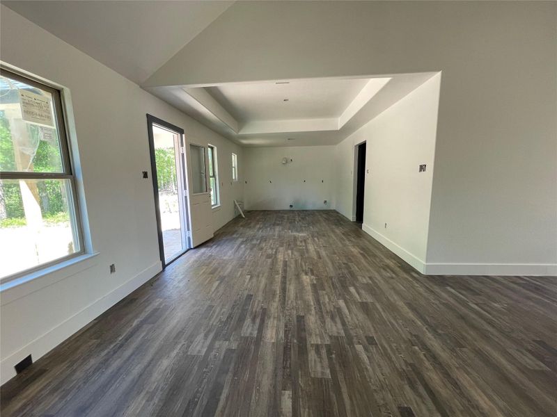 Looking into the kitchen from the living room.