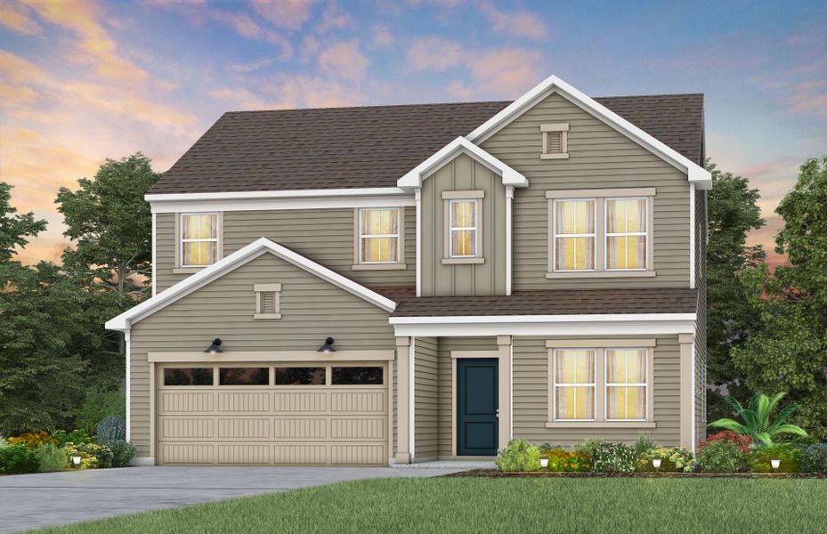 Representative exterior photo of a completed home built from the Austin by Pulte Homes in The Retreat at Carolina Ridge, Harrisburg, NC (Image 8).