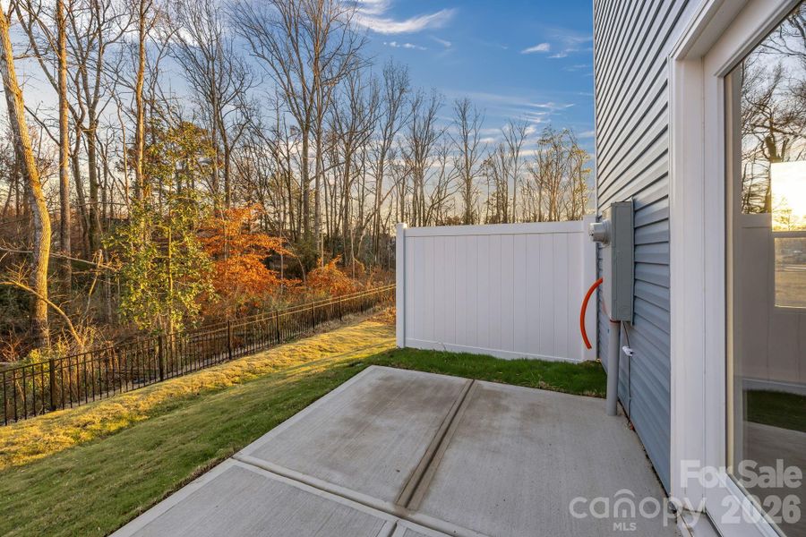 Exterior details and patio area of a home in Townes at Ribbon Walk, Charlotte (Image 14).