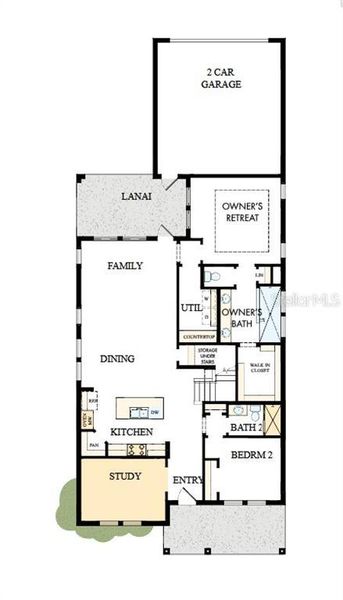 2D floor plan layout of this home in SeaFlower – Bungalow Homes, Bradenton, FL (Image 2).
