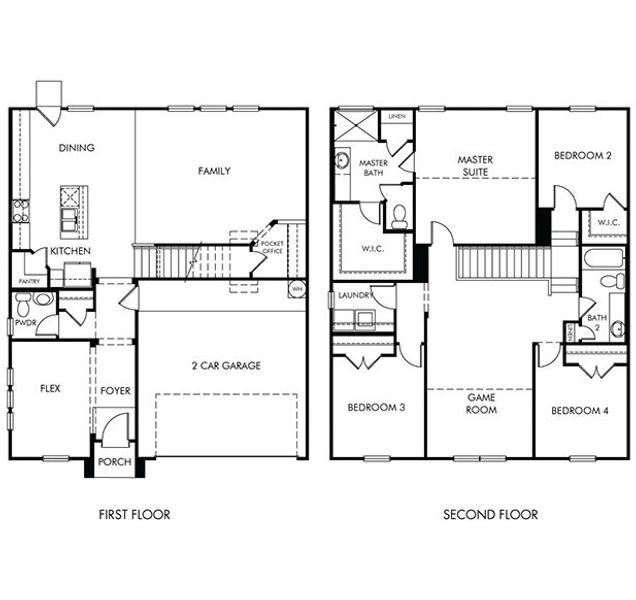 2D floor plan layout of this home in Thomas Pond, San Antonio, TX (Image 3).