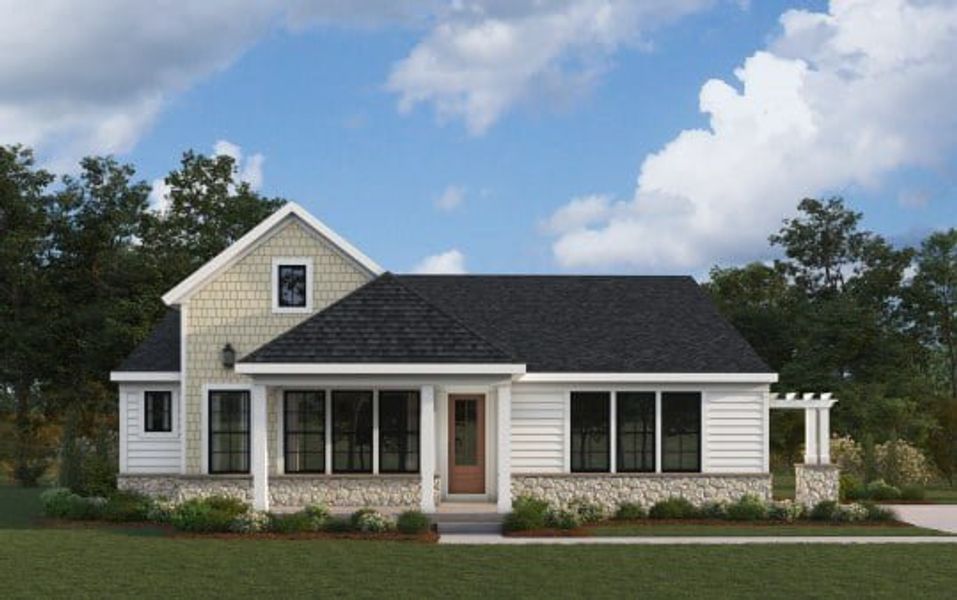 Representative exterior photo of a completed home built from the Teagan by Fischer Homes in Hidden Fields, Hoschton, GA (Image 8). Representative exterior photo of a completed home built from the Teagan by Fischer Homes in Hidden Fields, Hoschton, GA (Image 8).