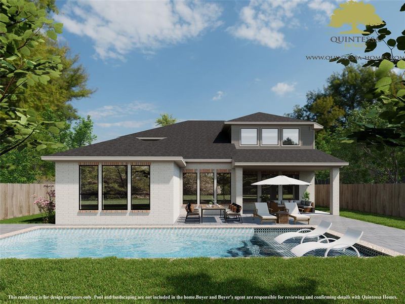 Artist Rendering of Backyard. Pool and Sod are not included in home.