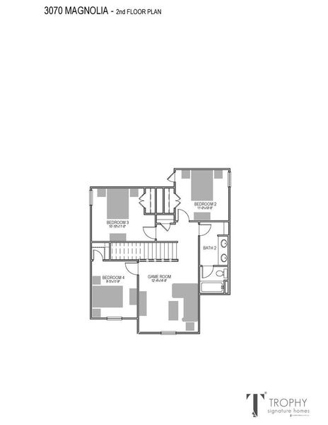 2D floor plan layout of this home in Prairie Winds, Hutto, TX (Image 5).