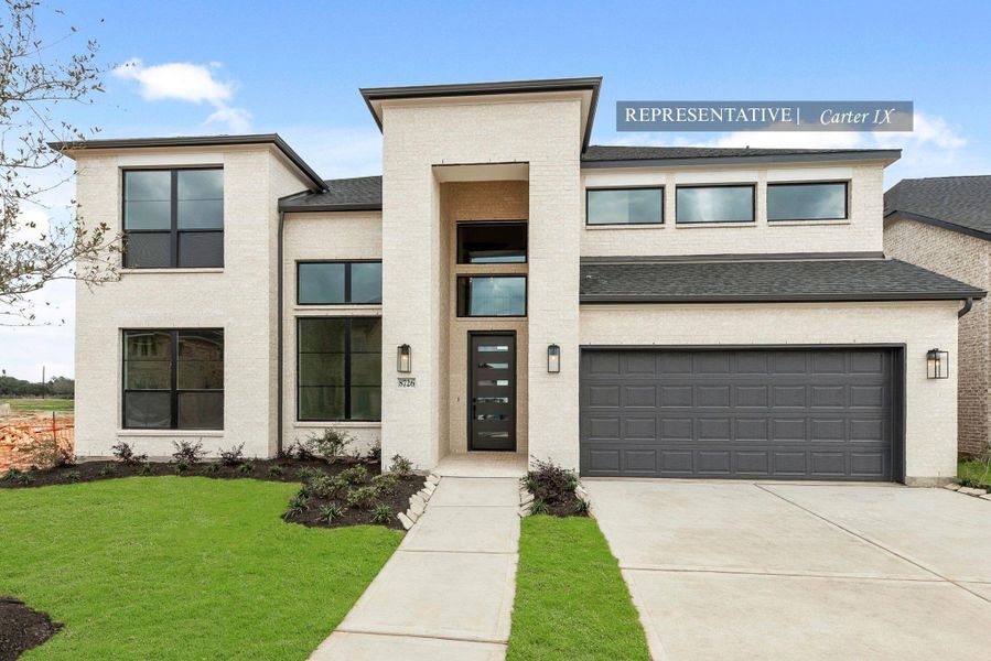 Westin Homes NEW Construction (Carter IX, Elevation H) CURRENTLY BEING BUILT. Two story. 5 bedrooms, 4.5 baths. Primary suite downstairs with large double walk-in closets. Secondary bedroom on first floor with private bath as well. Formal dining room and study. Spacious island kitchen with breakfast area open to family room. Upstairs game room with media room plus three secondary bedrooms. Covered patio and 2 car attached garage.