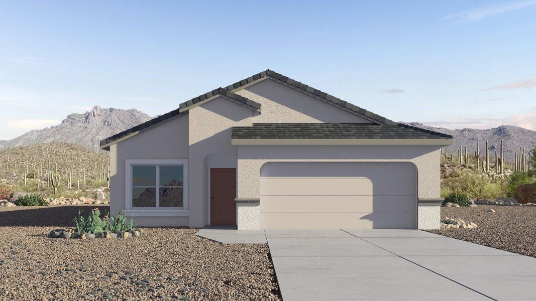 Representative exterior photo of a completed home built from the Parker by D.R. Horton in Barnett Village, Marana, AZ (Image 2).