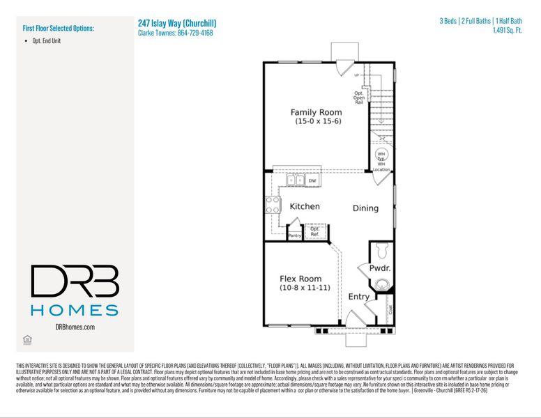 2D floor plan layout of this home in Clarke Townes, Anderson, SC (Image 5).