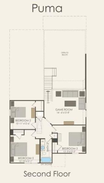Pulte Homes, Puma/F floor plan second level