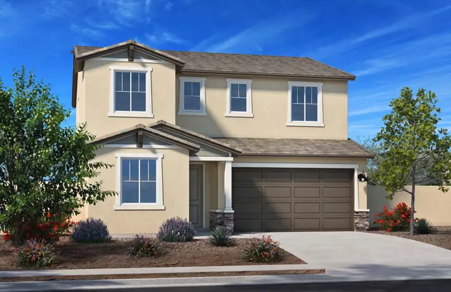 Representative exterior photo of a completed home built from the 2287 by Homes by Towne in Ryder Ranch, Surprise, AZ (Image 5). Representative exterior photo of a completed home built from the 2287 by Homes by Towne in Ryder Ranch, Surprise, AZ (Image 5).