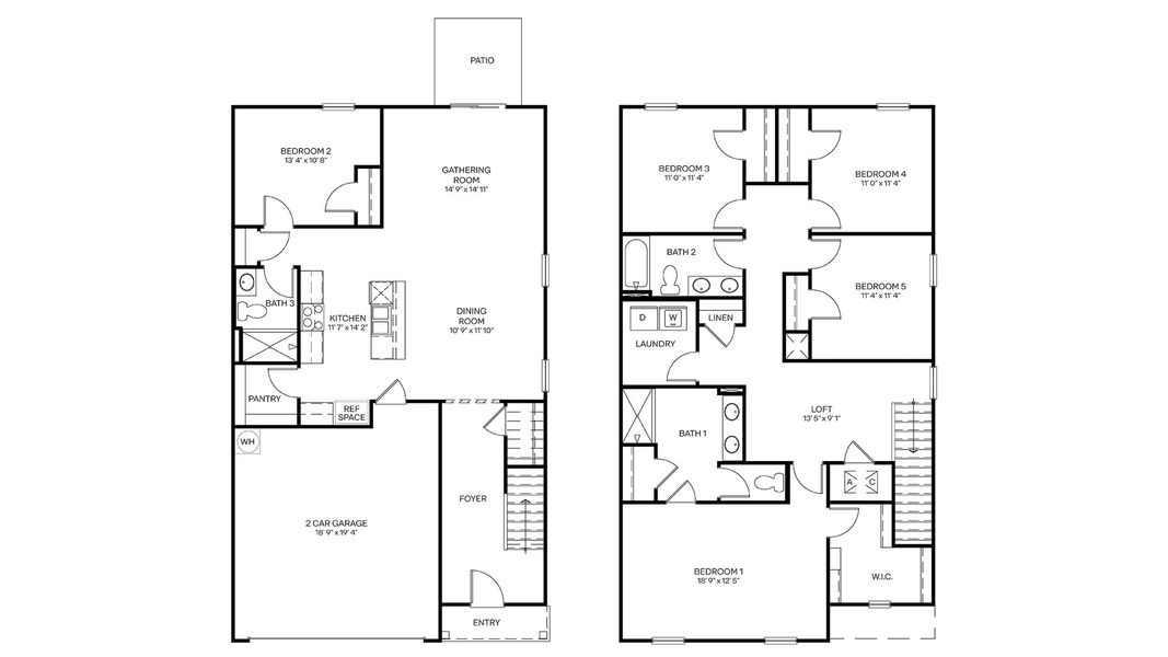 2D floor plan layout for the Robie by D.R. Horton in The Arbors, Jacksonville, FL (Image 4).