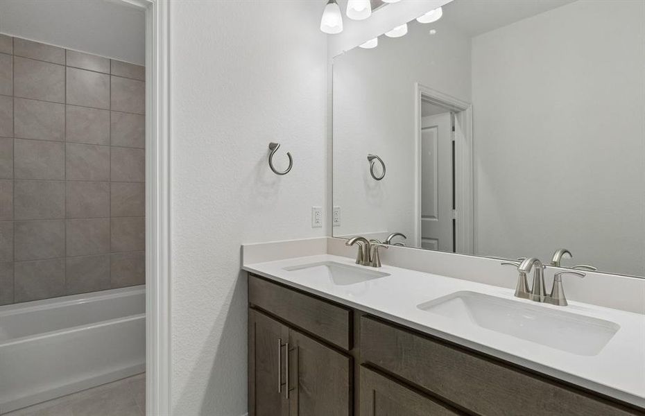 Secondary bath with two vanities Secondary bath with two vanities
