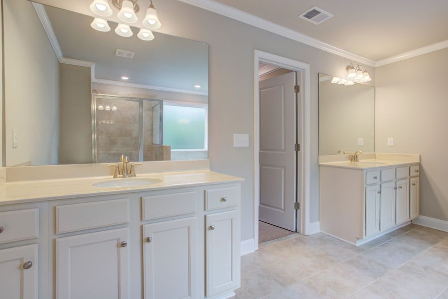 Double vanities within the master bathroom