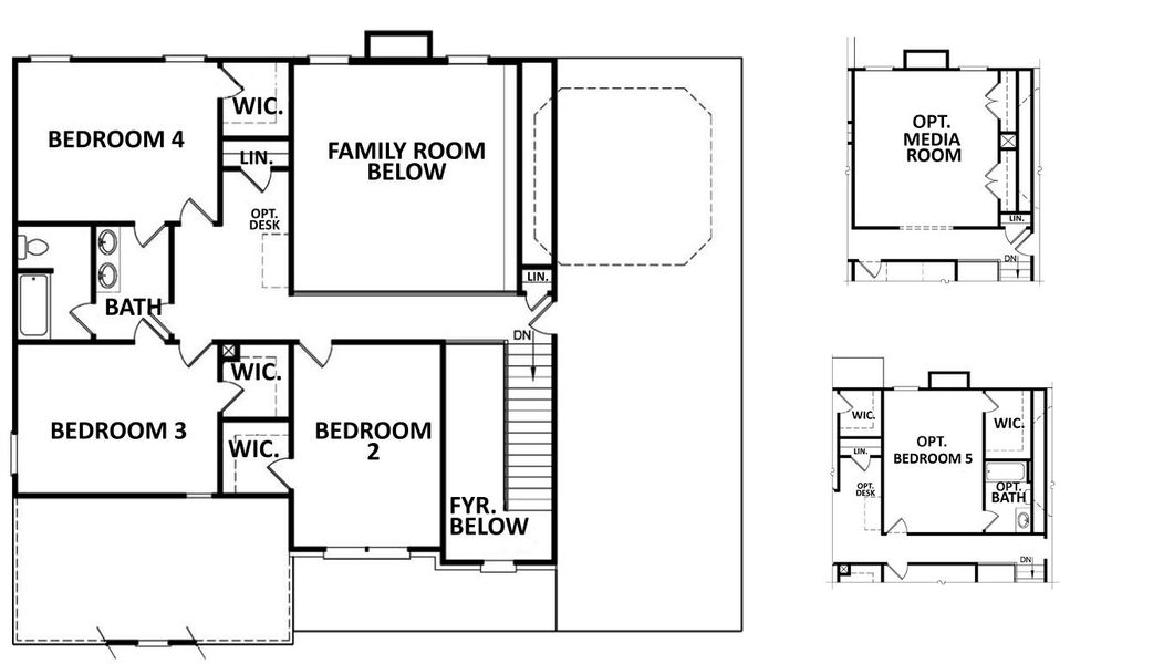 2D floor plan layout for the The Kirkland | Front Entry by Reliant Homes in Spring Creek, Monroe, GA (Image 4).