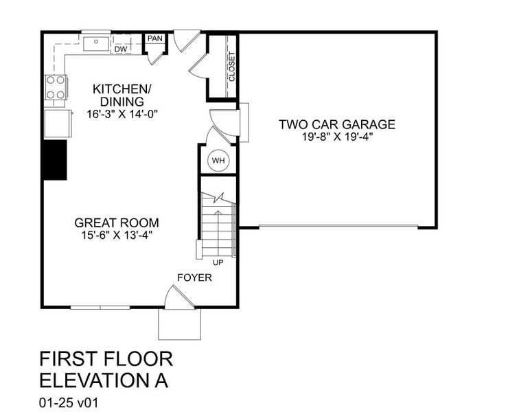 2D floor plan layout for the Aspen by Ryan Homes in Baker Grove, Duncan, SC (Image 2).