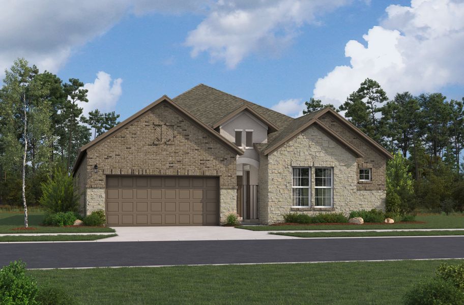 Representative exterior photo of a completed home built from the Valencia by Beazer Homes in Cibolo Crossing, Universal City, TX (Image 13). Representative exterior photo of a completed home built from the Valencia by Beazer Homes in Cibolo Crossing, Universal City, TX (Image 13).