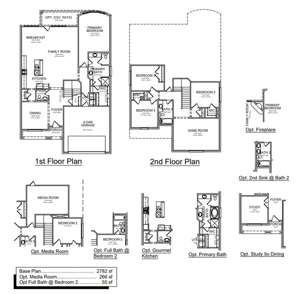 2D floor plan layout for the Burlington by Megatel Homes in Montalcino Estates, Flower Mound, TX (Image 2).