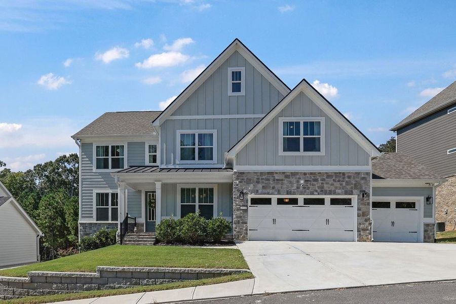 Front exterior of a new home in , Flowery Branch, GA, highlighting curb appeal (Image 21).