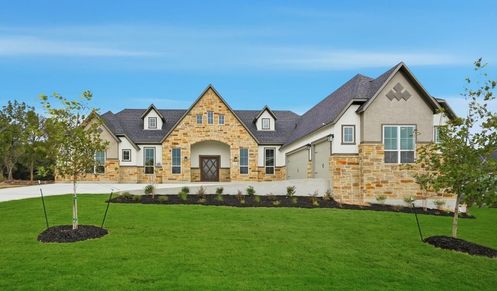 Front exterior of a new home in Regency Ranch, Marion, TX, highlighting curb appeal (Image 20).