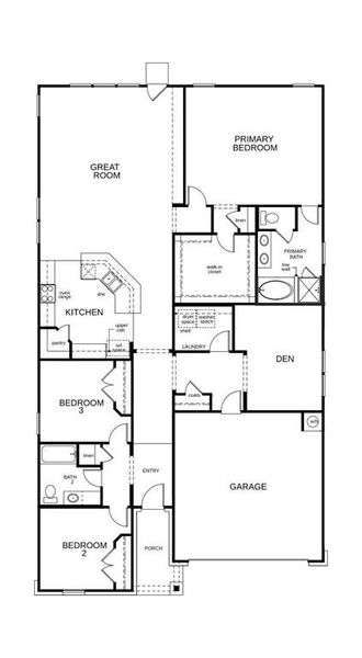 This floor plan features 3 bedrooms, 2 full baths, and over 2,100 square feet of living space.