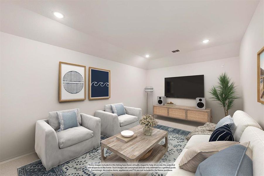 Furnished interior view inside a new home in Wildflower Ranch 60-65, Fort Worth (Image 11). Furnished interior view inside a new home in Wildflower Ranch 60-65, Fort Worth (Image 11).