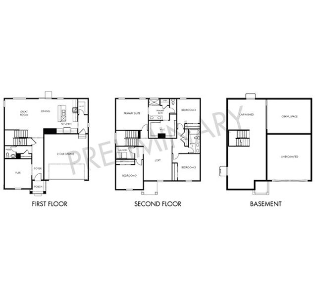 2D floor plan layout for the The Chatfield by Meritage Homes in Hidden Valley Farm, Severance, CO (Image 3).