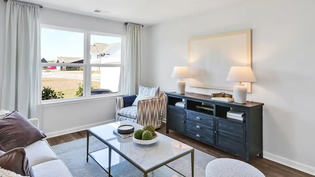 Representative furnished interior of a home built from the MITCHELL TOWNHOME by D.R. Horton in Grayson Park Townhomes, Leland (Image 5). Representative furnished interior of a home built from the MITCHELL TOWNHOME by D.R. Horton in Grayson Park Townhomes, Leland (Image 5).