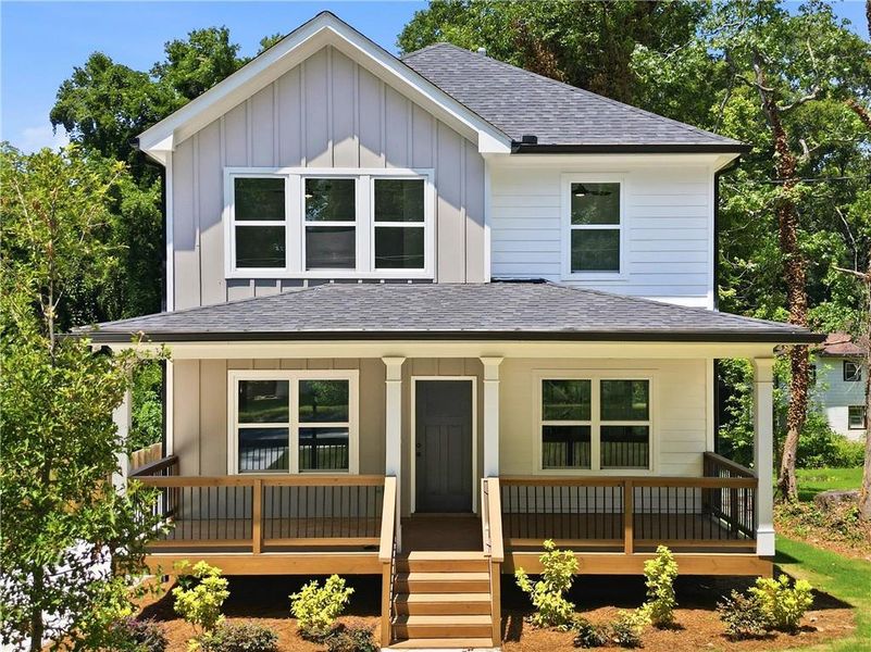 Front exterior of a new home in , Atlanta, GA, highlighting curb appeal (Image 1). Front exterior of a new home in , Atlanta, GA, highlighting curb appeal (Image 1).