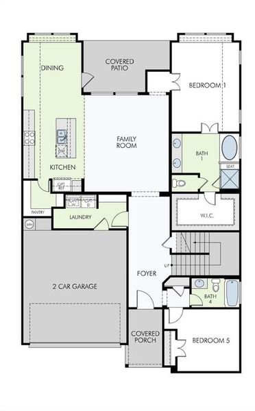 2D floor plan layout of this home in Union Park Classic 60, Little Elm, TX (Image 4).