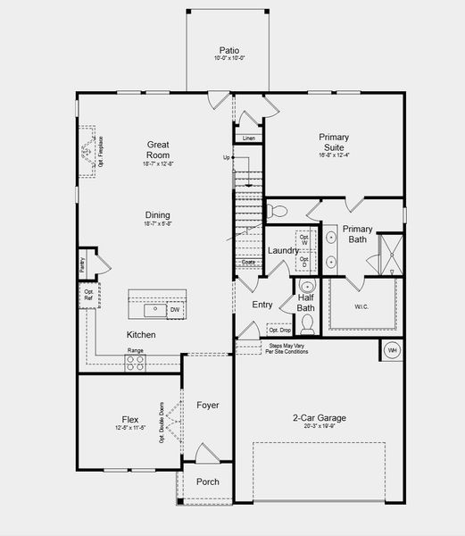 2D floor plan layout for the Moreland by Taylor Morrison in Weatherfield, Buford, GA (Image 5).