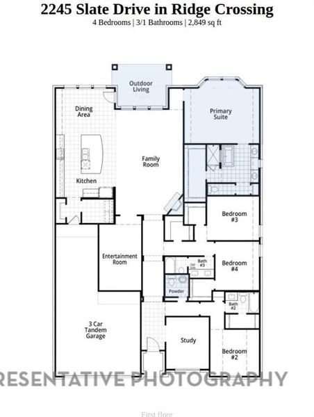 2D floor plan layout of this home in Ridge Crossing, Waxahachie, TX (Image 4).
