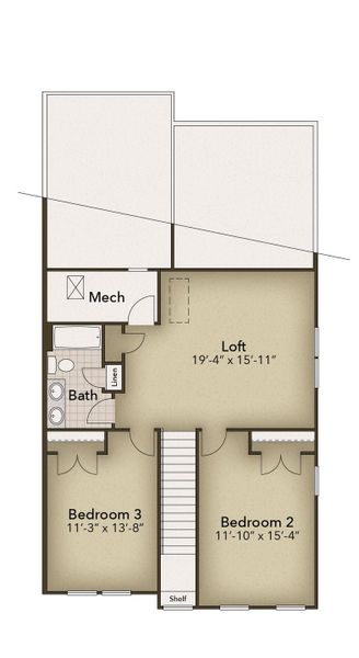 2D floor plan layout for the The Waterlily by Chesapeake Homes in Riverwalk Pointe, Leland, NC (Image 4).