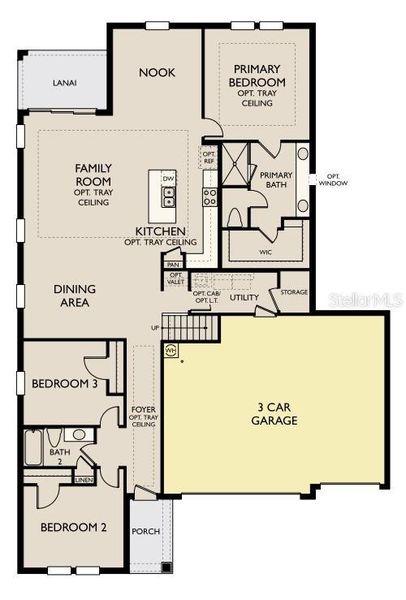 2D floor plan layout of this home in Oakfield Trails Signature, Parrish, FL (Image 2).