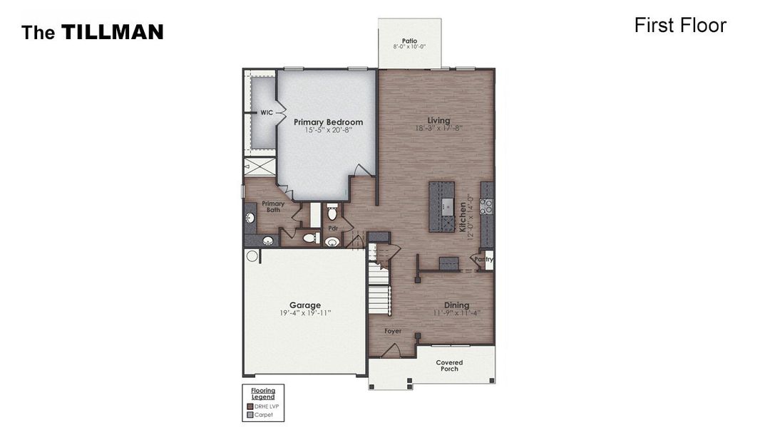 2D floor plan layout for the TILLMAN by D.R. Horton in Surfside Landing, Hubert, NC (Image 5).