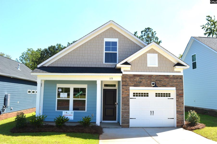 Front exterior of a new home in Bickley Station, Irmo, SC, highlighting curb appeal (Image 1).