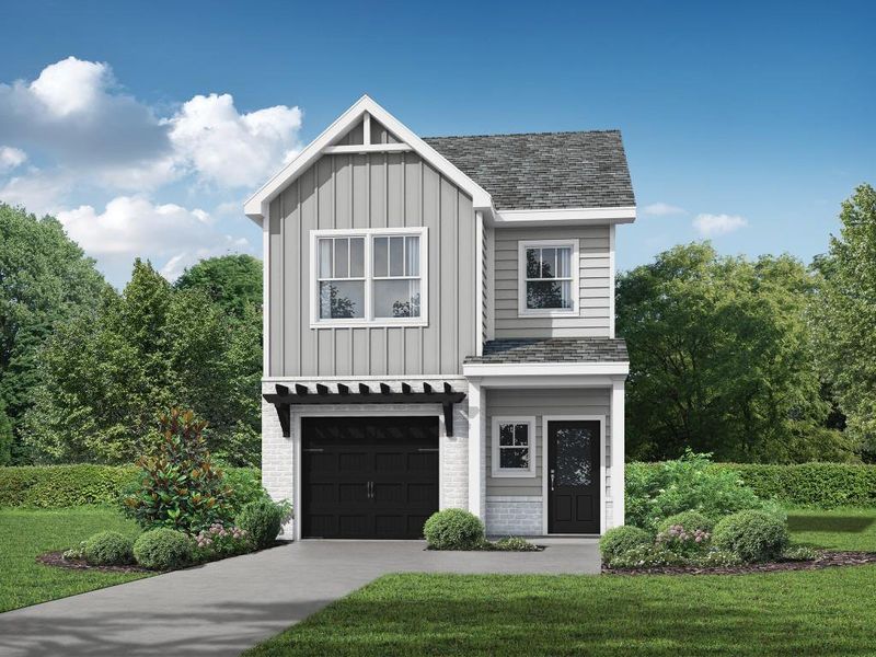 Front exterior of a new home in Medlock Park, Austell, GA, highlighting curb appeal (Image 1).