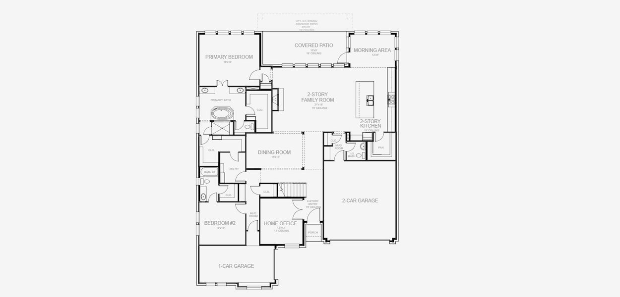 2D floor plan layout for the 4140W by Perry Homes in Sweetgrass 80', Haslet, TX (Image 3).