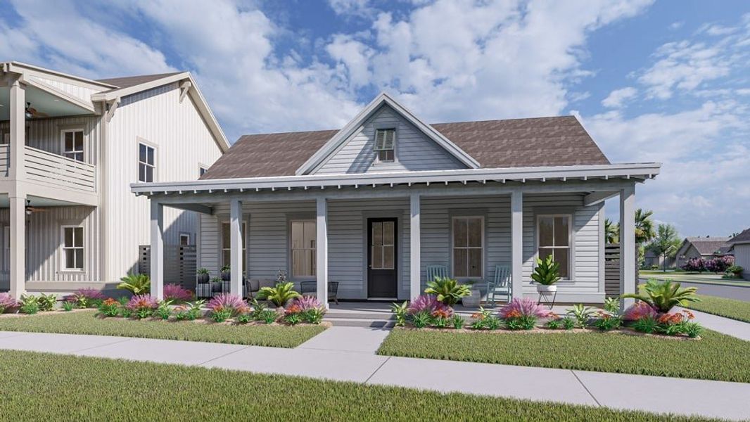 Representative exterior photo of a completed home built from the The Cannella by New Leaf Builders in The Domus Collection at Midtown Nexton, Summerville, SC (Image 4). Representative exterior photo of a completed home built from the The Cannella by New Leaf Builders in The Domus Collection at Midtown Nexton, Summerville, SC (Image 4).