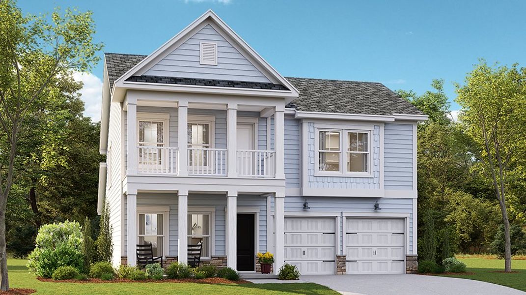 Front exterior of a new home in Brunswick Plantation, Calabash, NC, highlighting curb appeal (Image 1). Front exterior of a new home in Brunswick Plantation, Calabash, NC, highlighting curb appeal (Image 1).