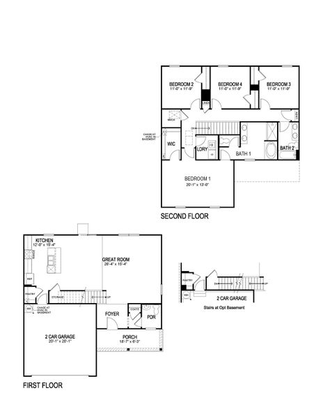 2D floor plan layout for the Flora by D.R. Horton in Aurora Creek, Dallas, GA (Image 3). 2D floor plan layout for the Flora by D.R. Horton in Aurora Creek, Dallas, GA (Image 3).