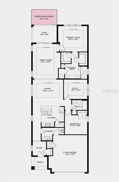 Floor Plan - Structural options added include: Extended screened lanai, pre-plumb for future sink at laundry, and whole house impact windows