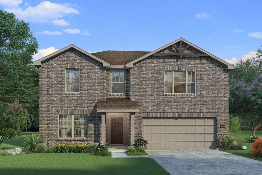 Representative exterior photo of a completed home built from the Hemlock II Trinity Grove Signature by Brohn Homes in Trinity Grove, Spring, TX (Image 10). Representative exterior photo of a completed home built from the Hemlock II Trinity Grove Signature by Brohn Homes in Trinity Grove, Spring, TX (Image 10).