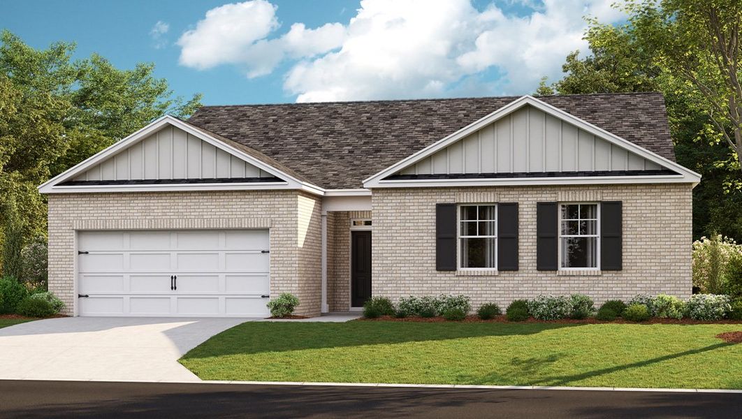 Representative exterior photo of a completed home built from the Denton by D.R. Horton in Hedge Rose, Somerville, TN (Image 1). Representative exterior photo of a completed home built from the Denton by D.R. Horton in Hedge Rose, Somerville, TN (Image 1).