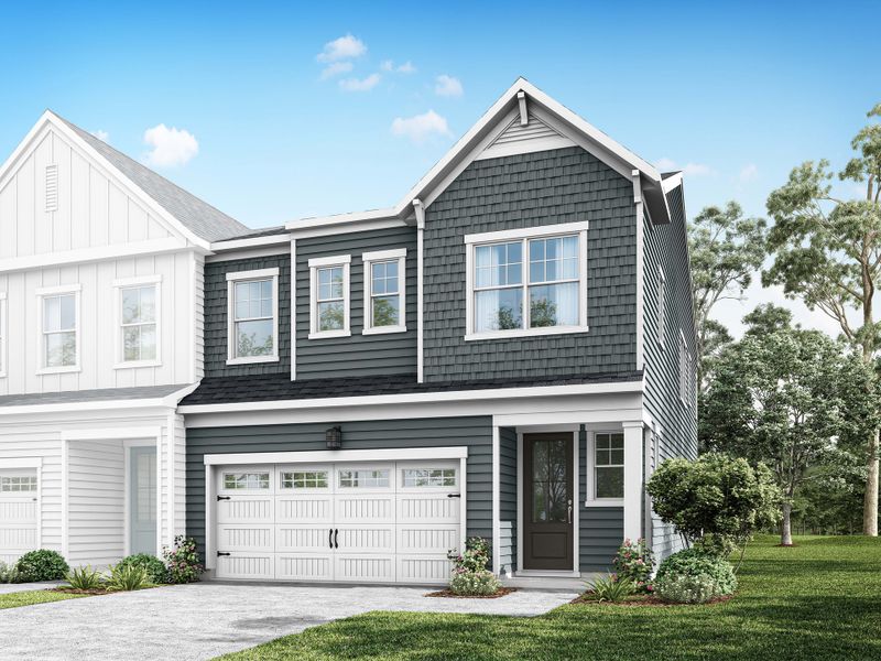 Representative exterior photo of a completed home built from the Rowan by Tri Pointe Homes in The Townes at Willow Park, Cary, NC (Image 17).