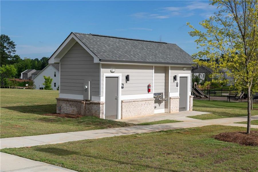 Exterior details and patio area of a home in Madison at Buice Lake, Acworth (Image 24). Exterior details and patio area of a home in Madison at Buice Lake, Acworth (Image 24).