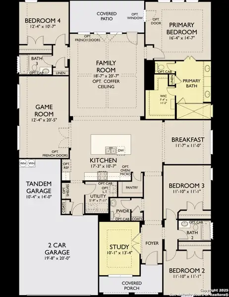 2D floor plan layout of this home in The Heritage at Saddlebrook Ranch 70's, Schertz, TX (Image 2).