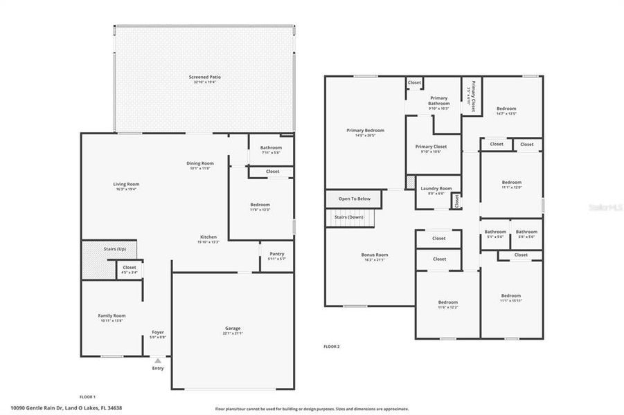 2D floor plan layout of this home in Angeline: The Estates, Land O' Lakes, FL (Image 7).